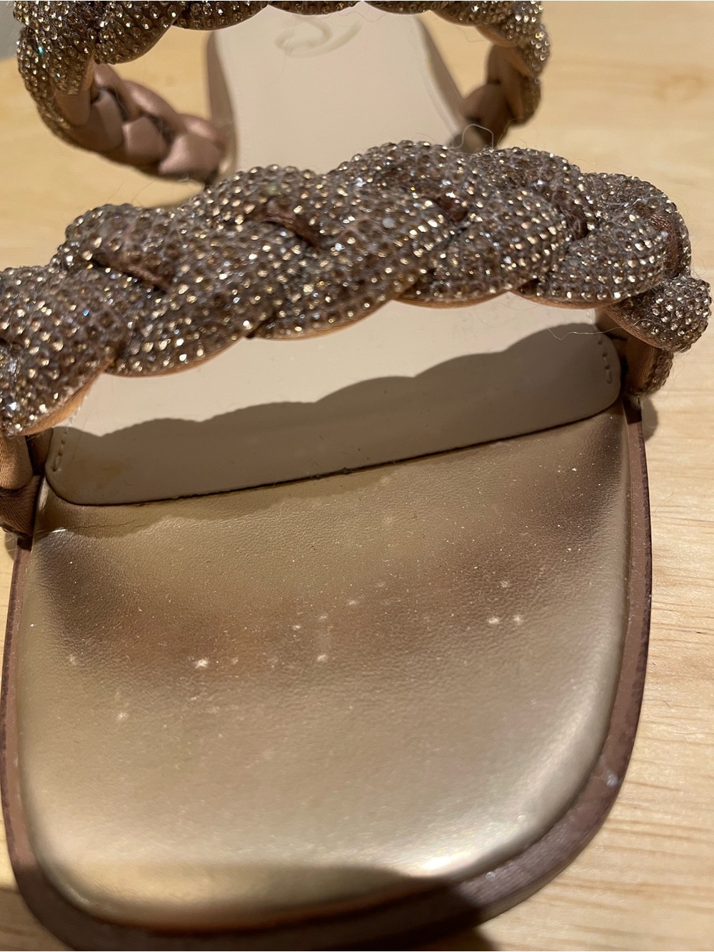 Sam Edelman Metallic Braided Double-Strap Slide Sandals in Rose Gold - Picture 5 of 6